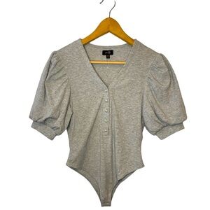 Ontwelfth Puffed‎ Sleeves Bodysuit W/ Faux Pearl Buttons​​
